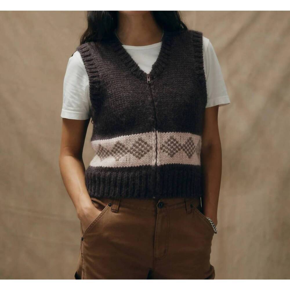 NEW FILSON women's wool vest in dark brown